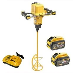DeWalt DCD240X2 54V XR Flexvolt Paddle Mixer Mixing Drill 2x 9.0Ah Batteries