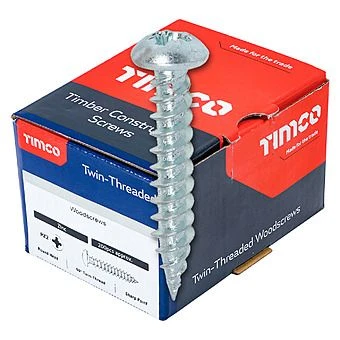 TIMco No.8 Twin Thread Wood Screws Roundhead PZ2 200 Box 3 TIMco No.8 Twin Thread Wood Screws Roundhead PZ2 200 Box