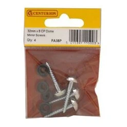 Centurion 30mm X 8 Chrome Plated Dome Mirror Screws Pack Of 4